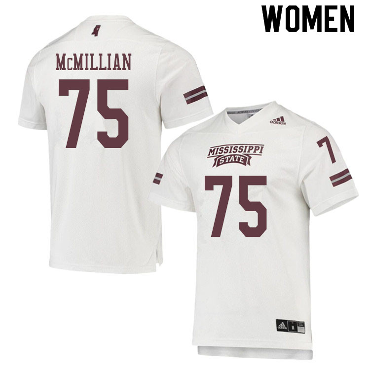 Women #75 Calvin McMillian Mississippi State Bulldogs College Football Jerseys Sale-White - Click Image to Close